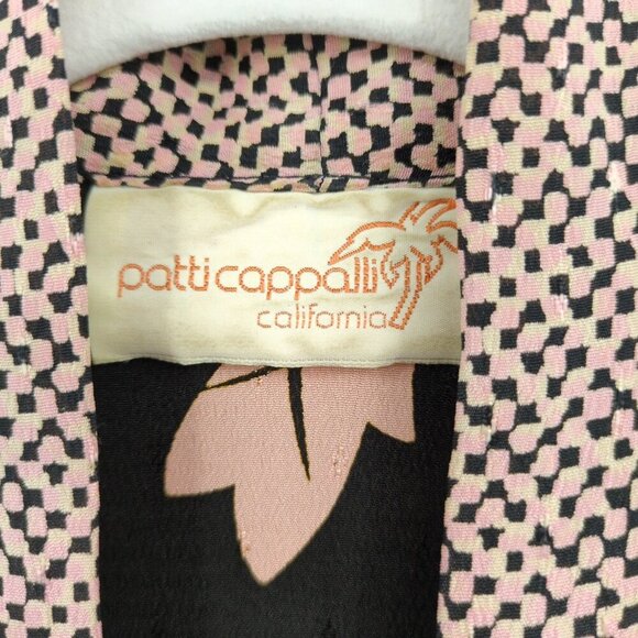 Vintage Patti Cappalli California Kimono Cover Up Jacket Leaves Plaid Black Pink - Picture 7 of 7